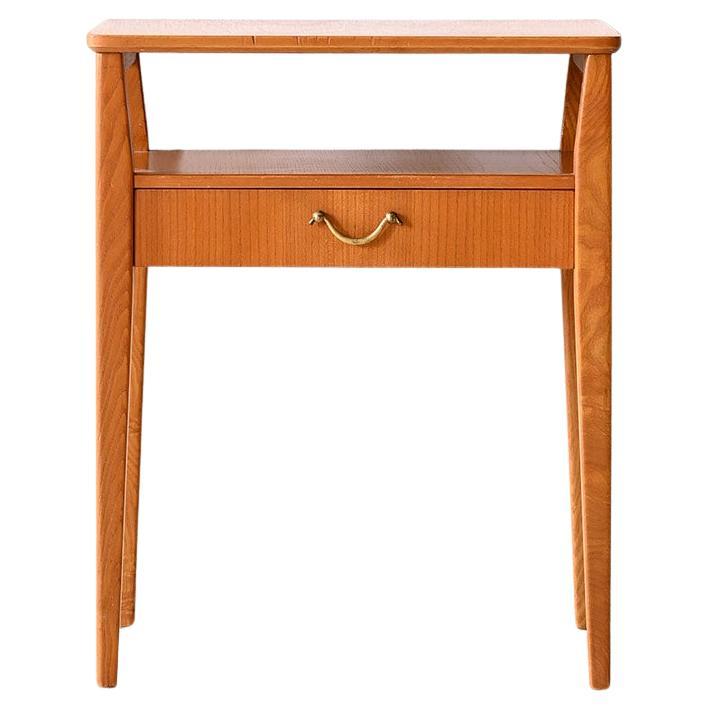 Vintage nightstand with drawer and double shelf