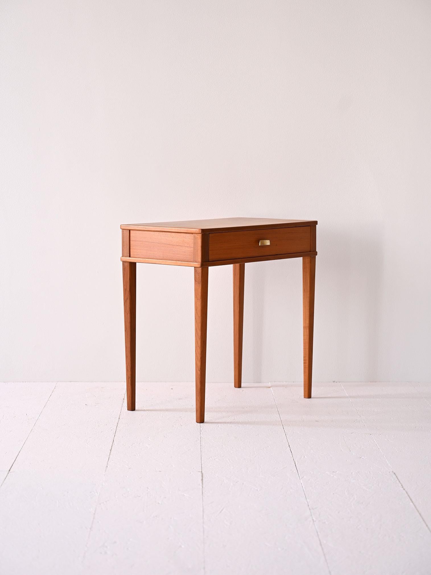 Scandinavian Modern Vintage nightstand with gold handle For Sale