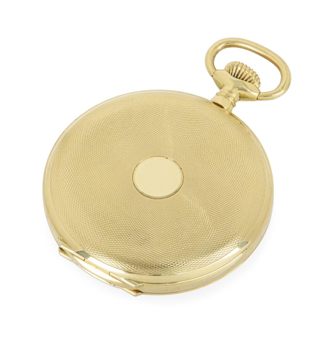 Reloj de bolsillo Comor de oro amarillo de 18 quilates con calendario perpetuo sin llave y esfera abierta en venta 2