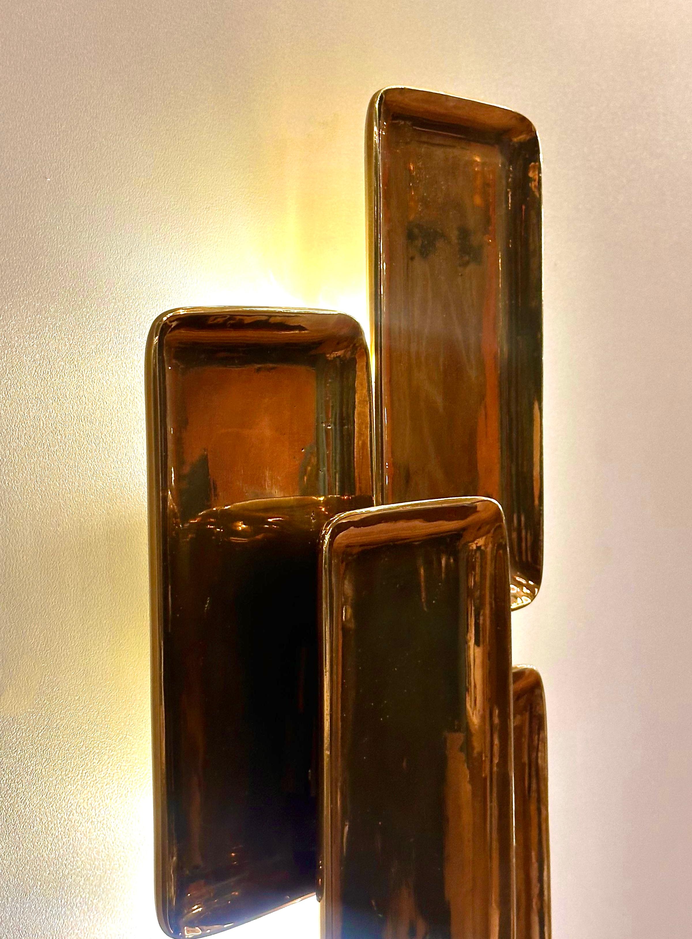 Welded COMOR Brass Casting Monumental Wall Sconce  For Sale