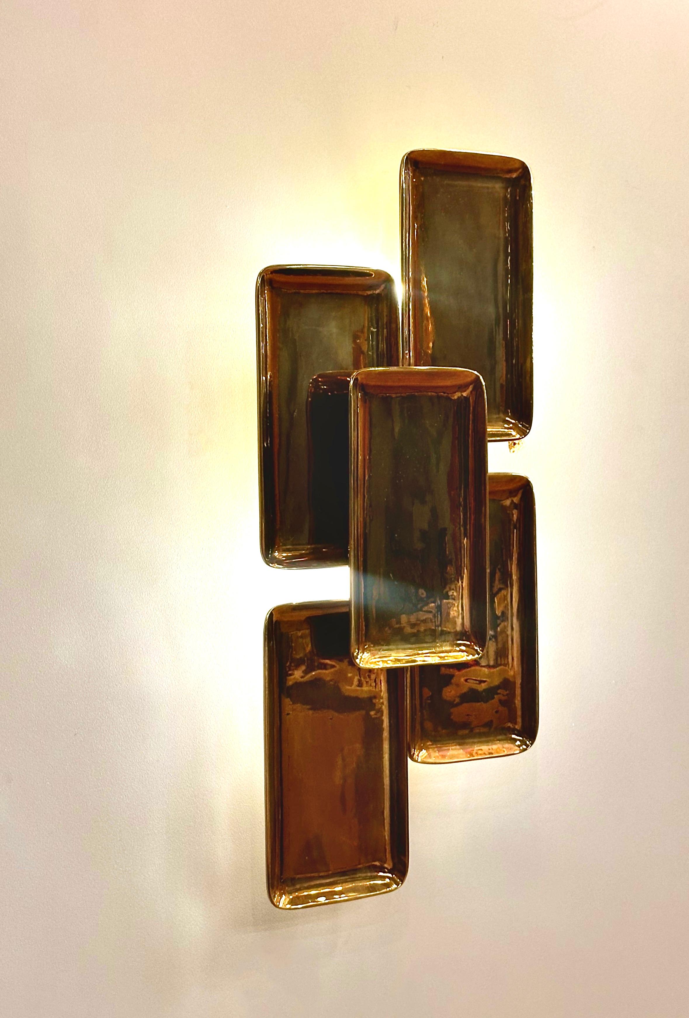 Contemporary COMOR Brass Casting Monumental Wall Sconce  For Sale