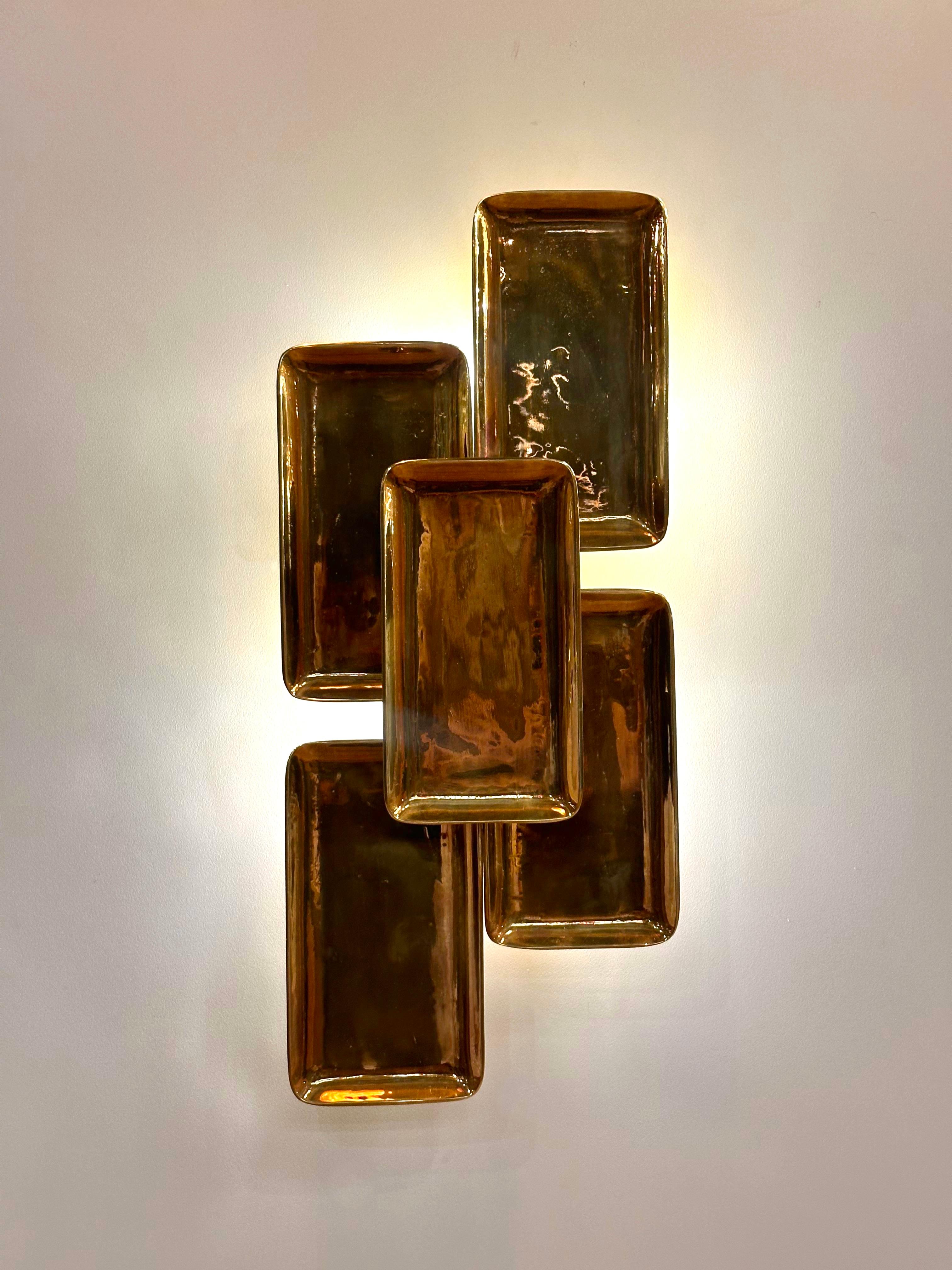 Contemporary COMOR Brass Casting Monumental Wall Sconce  For Sale