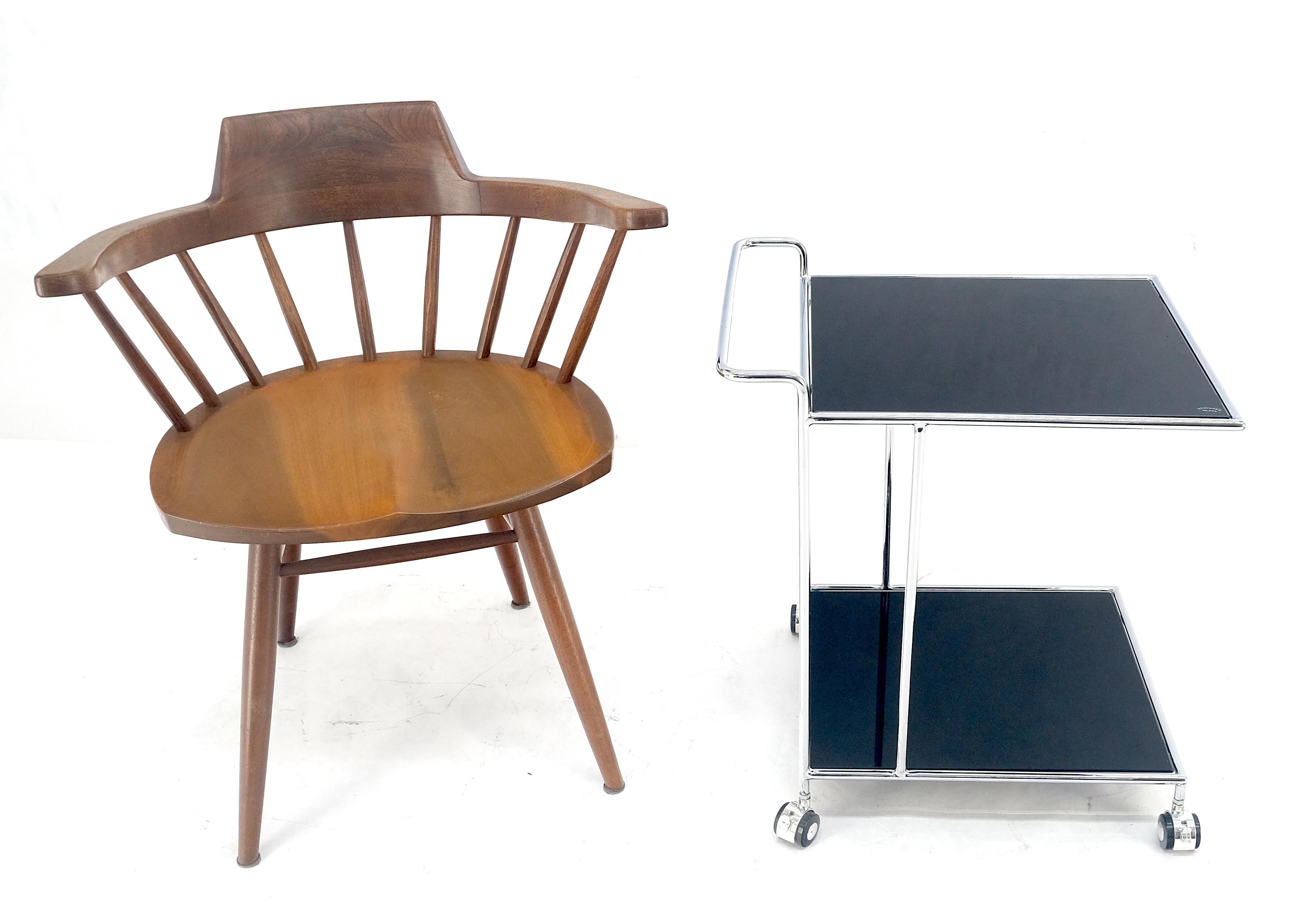 Compact 16x20 Smoked Glass Shelves Two Tier Italian Serving Cart on Wheels MINT For Sale 3