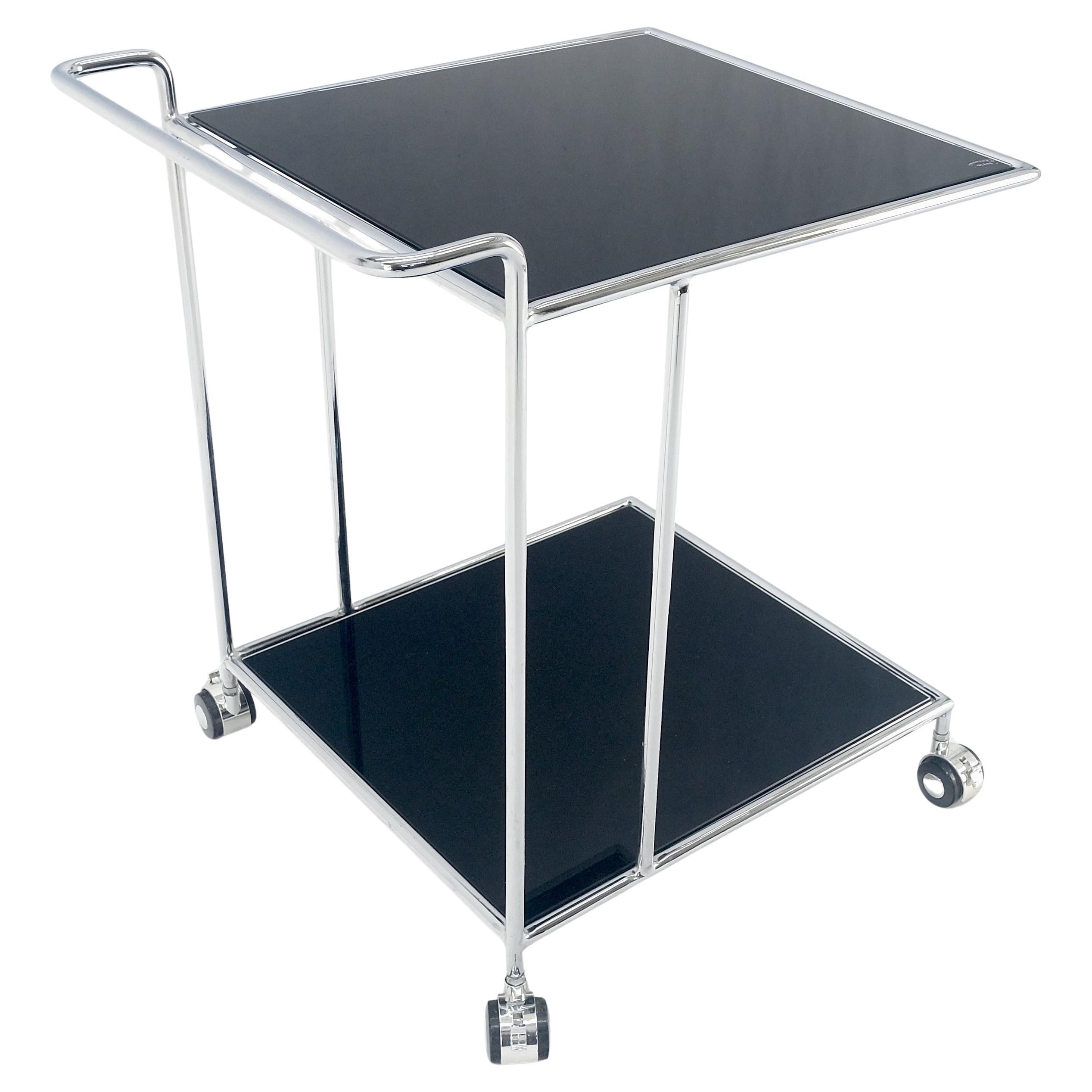 Compact 16x20 Smoked Glass Shelves Two Tier Italian Serving Cart on Wheels MINT