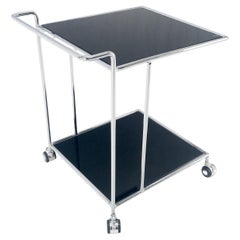 Compact 16x20 Smoked Glass Shelves Two Tier Italian Serving Cart on Wheels MINT