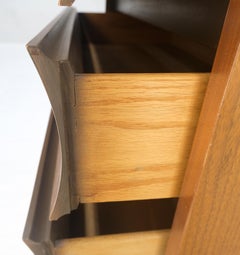 Compact 3 Drawer Walnut Concave Drawer Front Mid Century Bachelor Chest Dresser