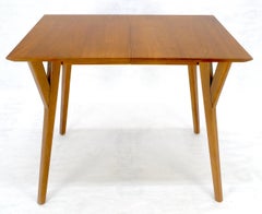 Compact 32x31 Square Vintage Teak Mid Century Dining Table 1x16" Extension MINT