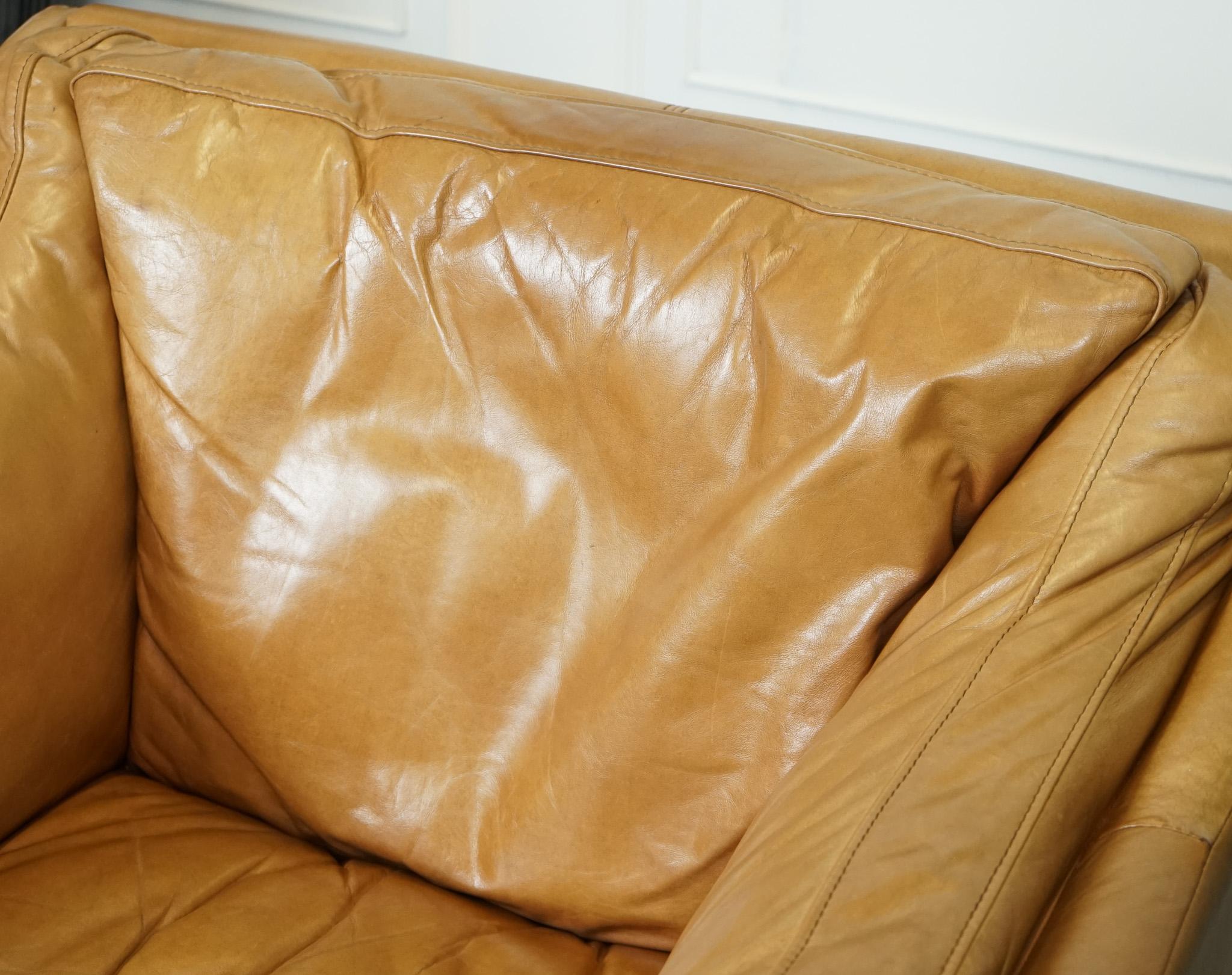 Hand-Crafted COMPACT AND VERY COMFORTABLE HALO REGGIO TAN LEATHER ARMCHAiR For Sale