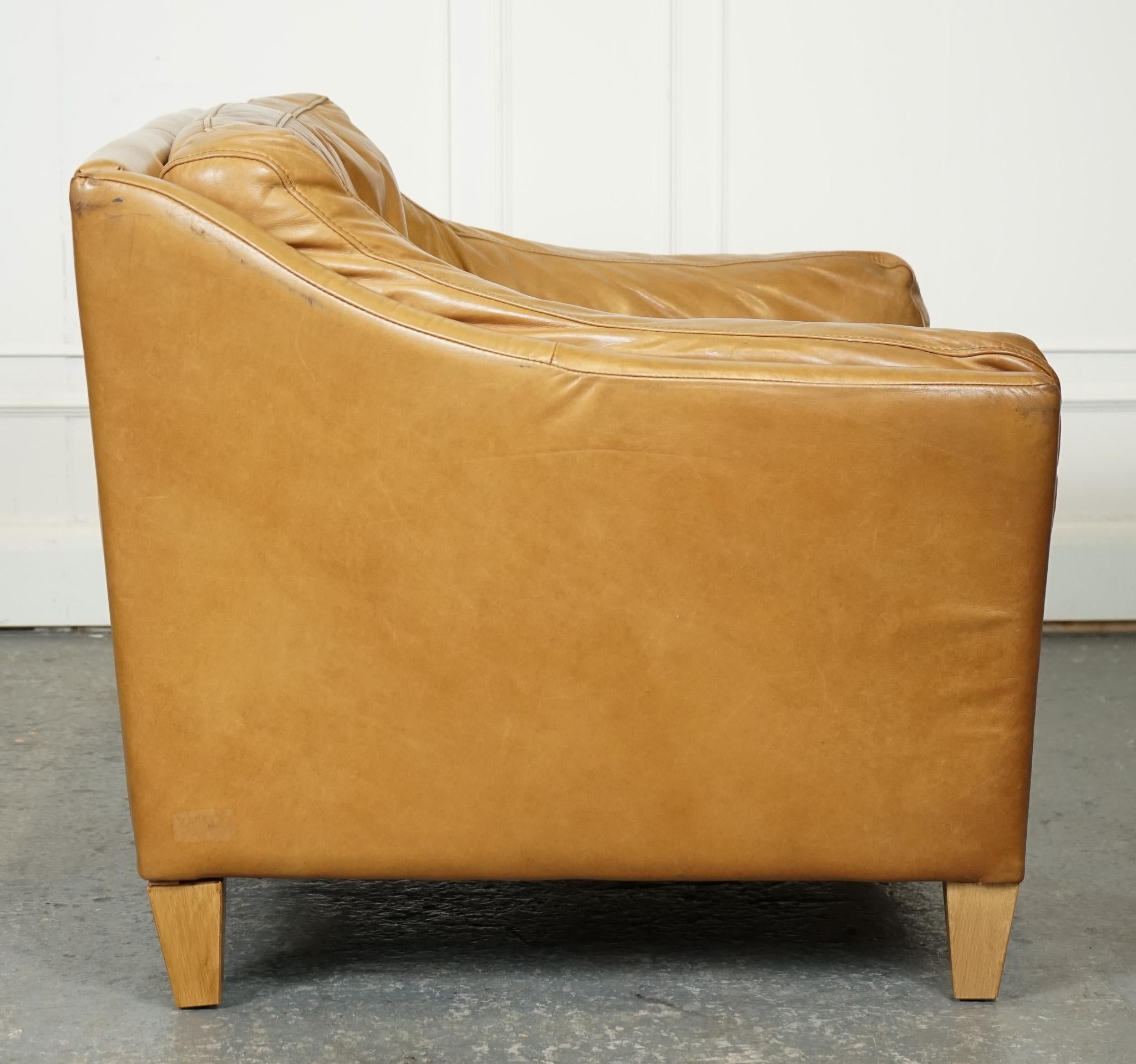 COMPACT AND VERY COMFORTABLE HALO REGGIO TAN LEATHER ARMCHAiR For Sale 1