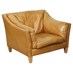 Used COMPACT AND VERY COMFORTABLE HALO REGGIO TAN LEATHER ARMCHAiR