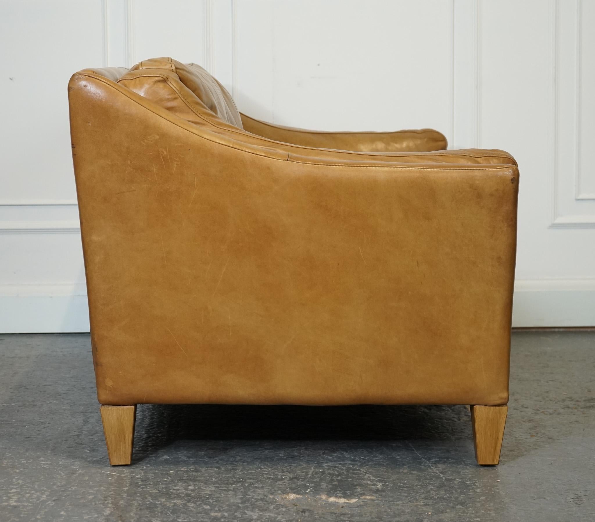 COMPACT AND VERY COMFORTABLE HALO REGGiO TAN LEATHER TWO SEATER SOFA 3