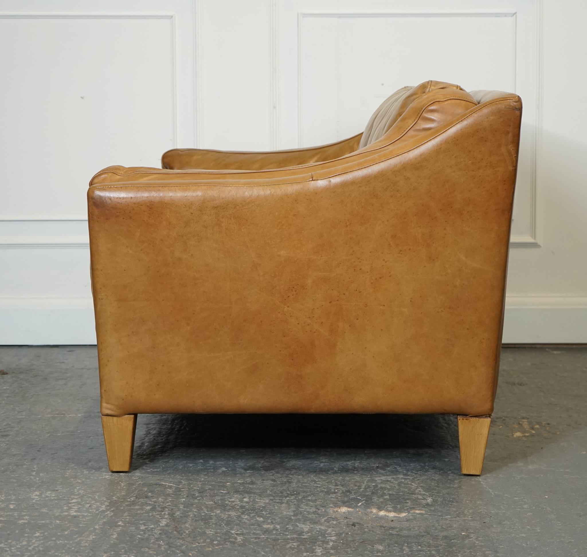 COMPACT AND VERY COMFORTABLE HALO REGGiO TAN LEATHER TWO SEATER SOFA 4