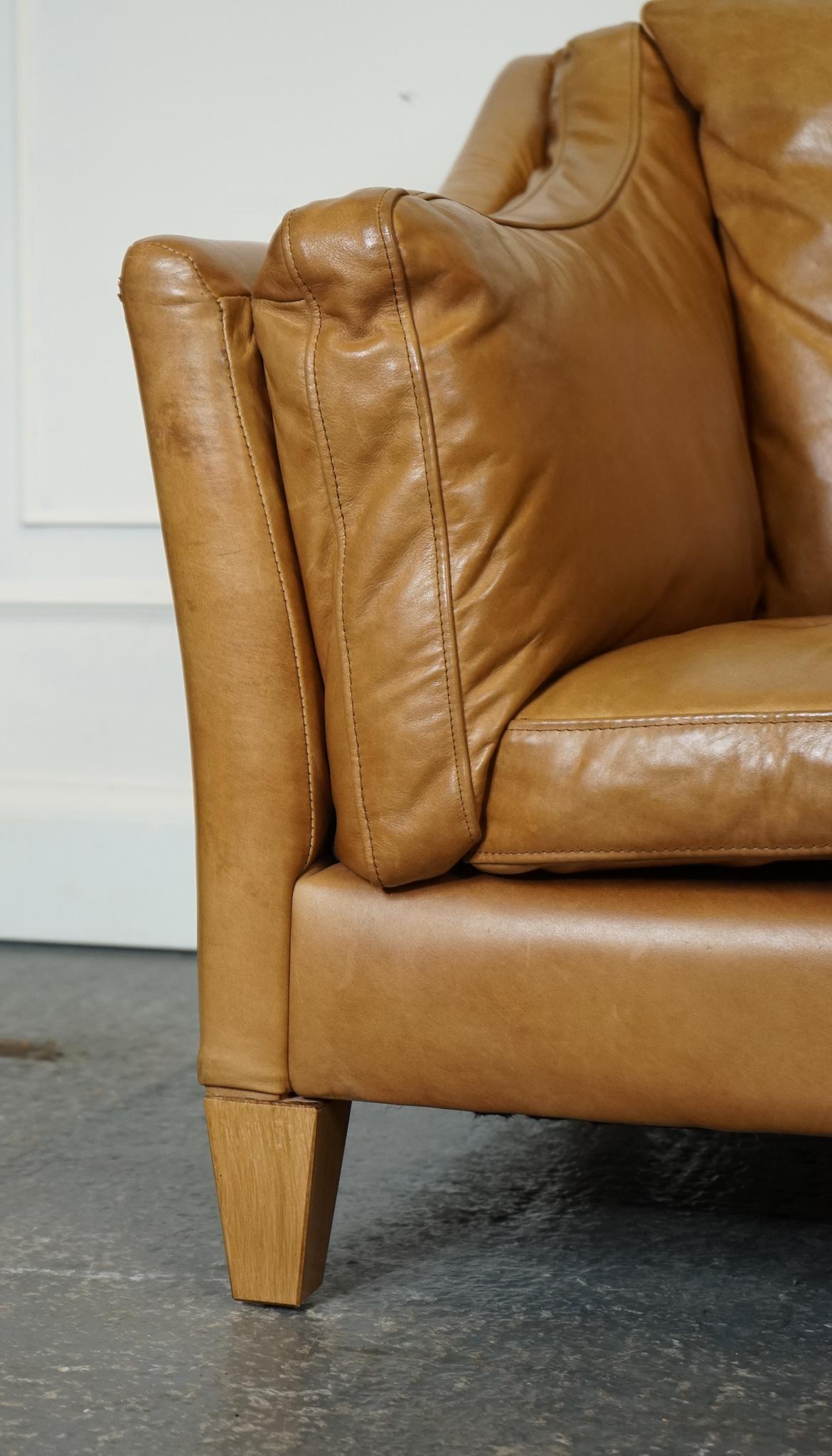 Hand-Crafted COMPACT AND VERY COMFORTABLE HALO REGGiO TAN LEATHER TWO SEATER SOFA