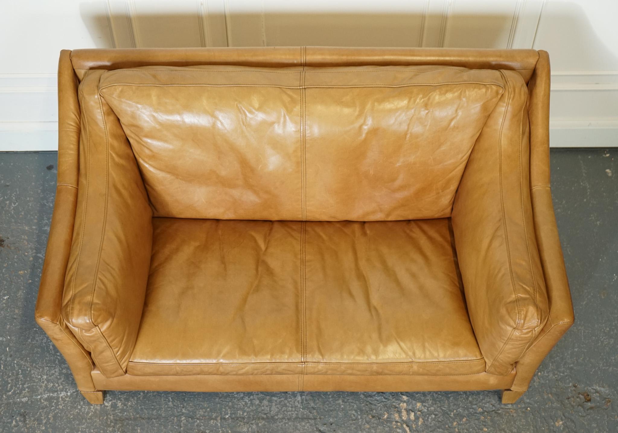 Leather COMPACT AND VERY COMFORTABLE HALO REGGiO TAN LEATHER TWO SEATER SOFA
