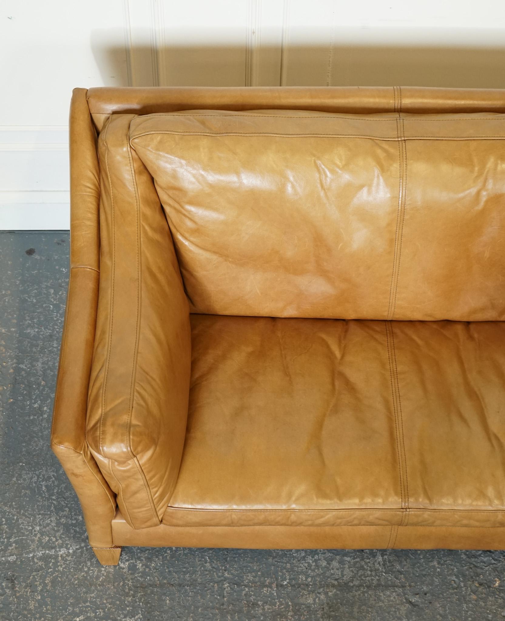 COMPACT AND VERY COMFORTABLE HALO REGGiO TAN LEATHER TWO SEATER SOFA 1