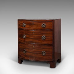 Compact Antique Chest of Drawers, English, Mahogany, Bedside Stand, Georgian