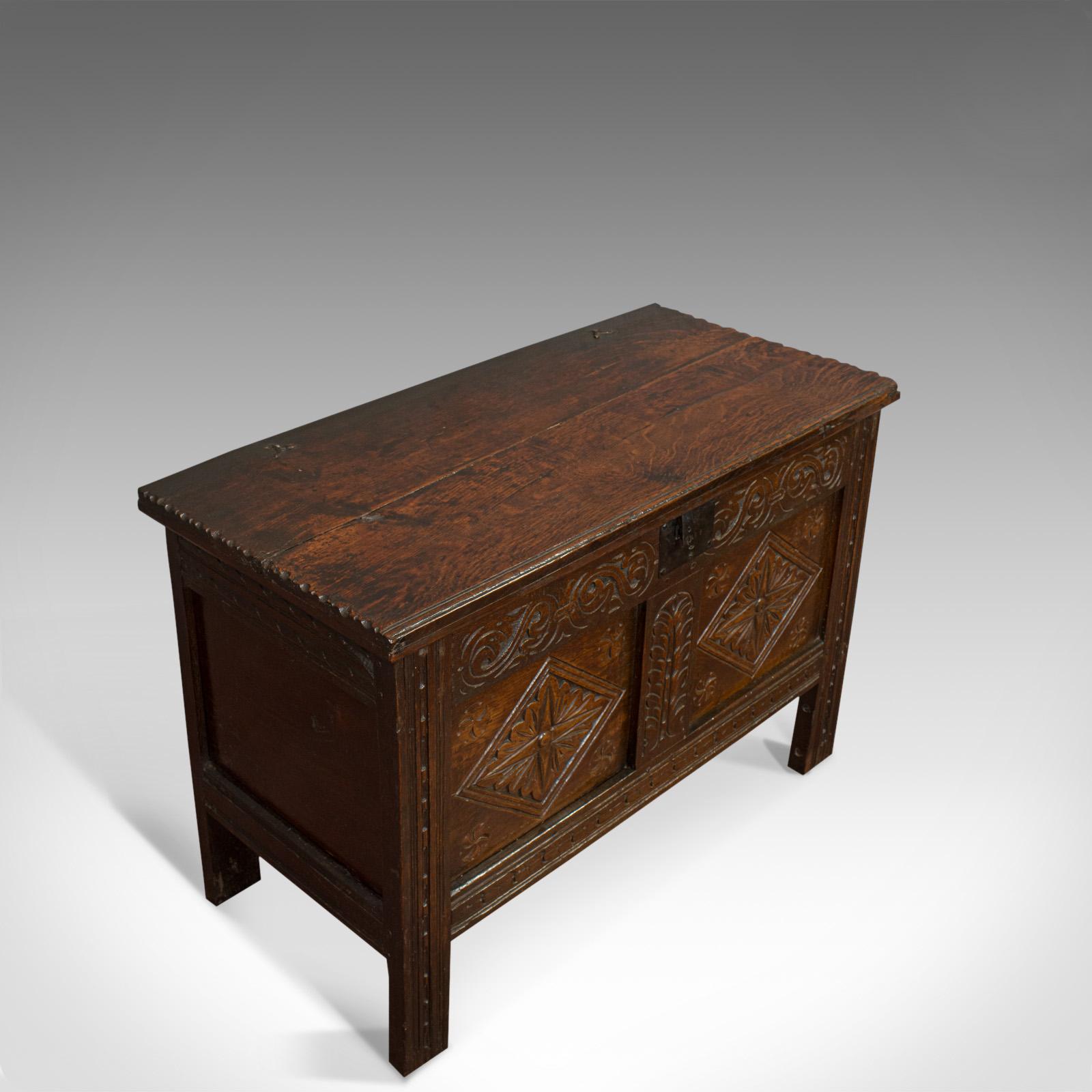 Compact Antique Coffer, English, Oak, Chest, Trunk, Early Georgian, circa 1720 2