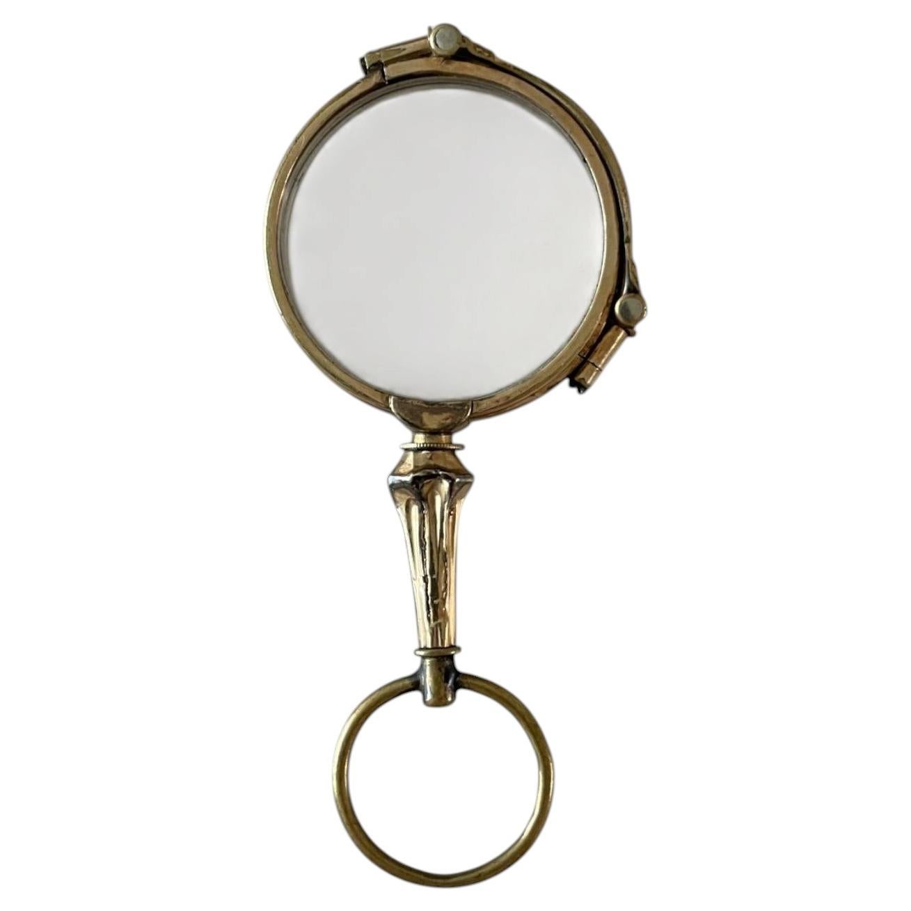 Kompakte antike Klapp-Lorgnette-Opernglas mit vergoldetem Rahmen, um 1910