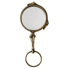 Compact Antique Folding Lorgnette Opera Glasses in Gold-Plated Frame, c. 1910s