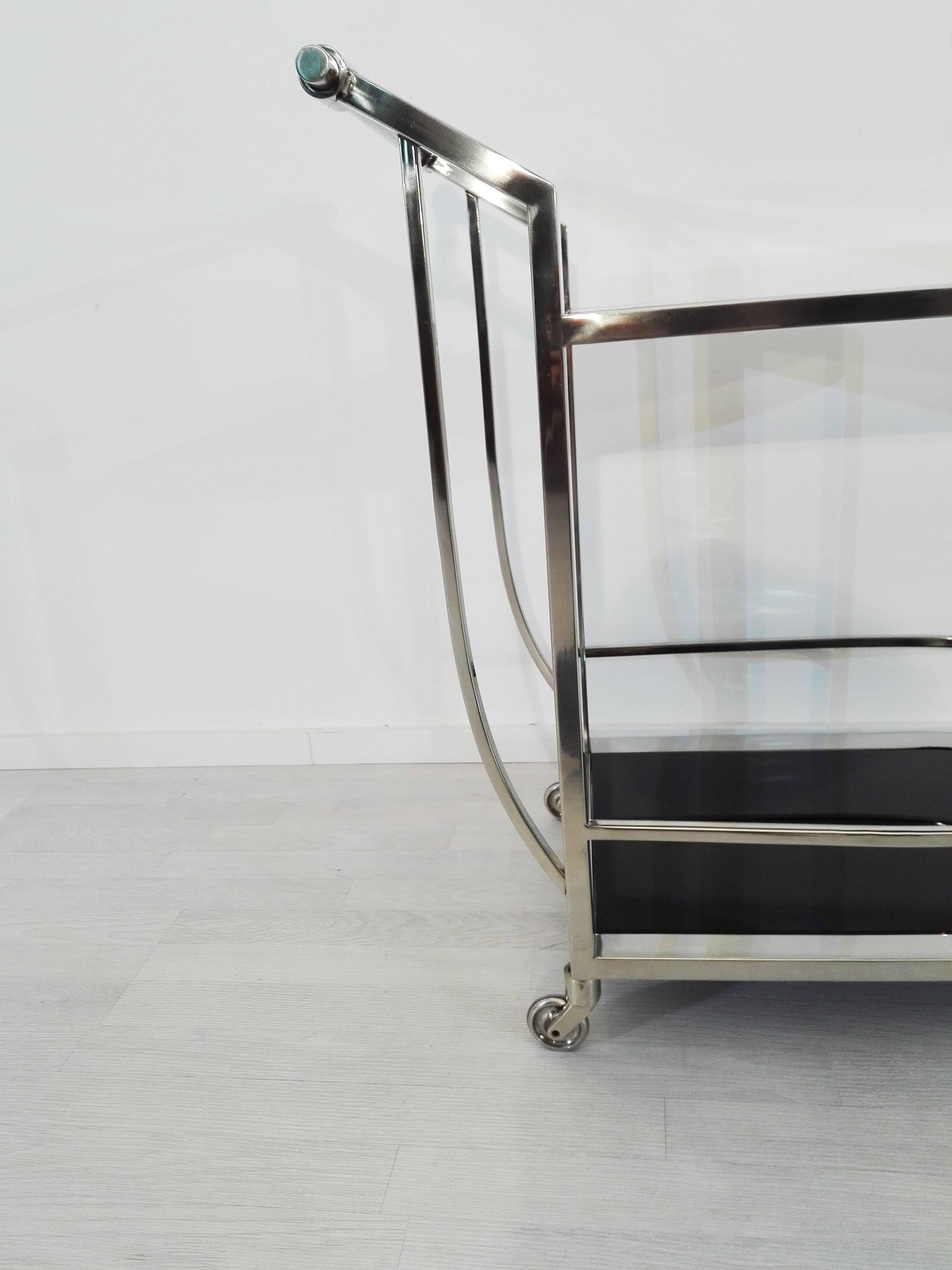 Polychromed Compact Bar Cart with Bauhaus Design