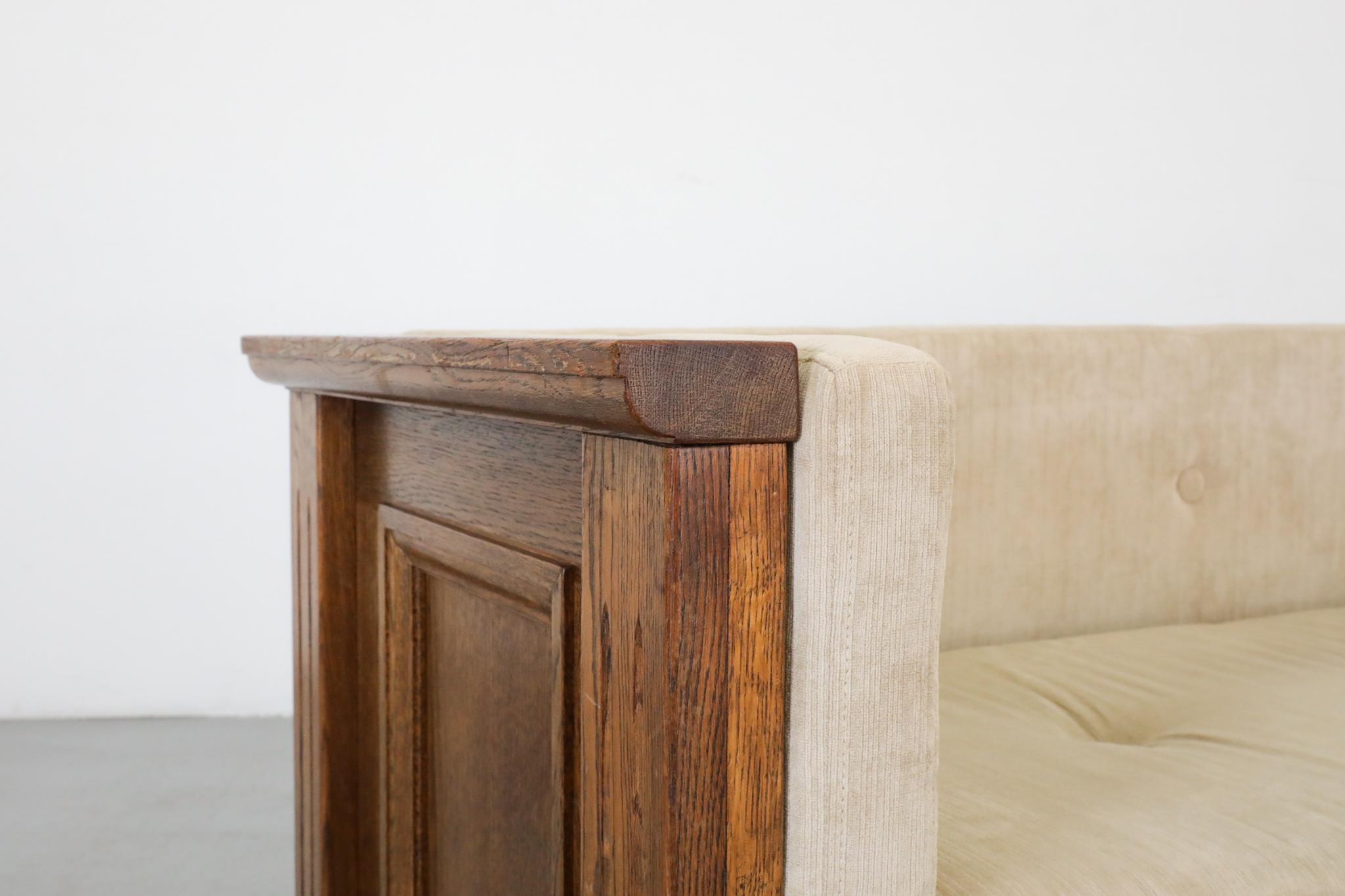 Divano compatto olandese Arts & Crafts in Oak, tappezzeria originale in vendita 3