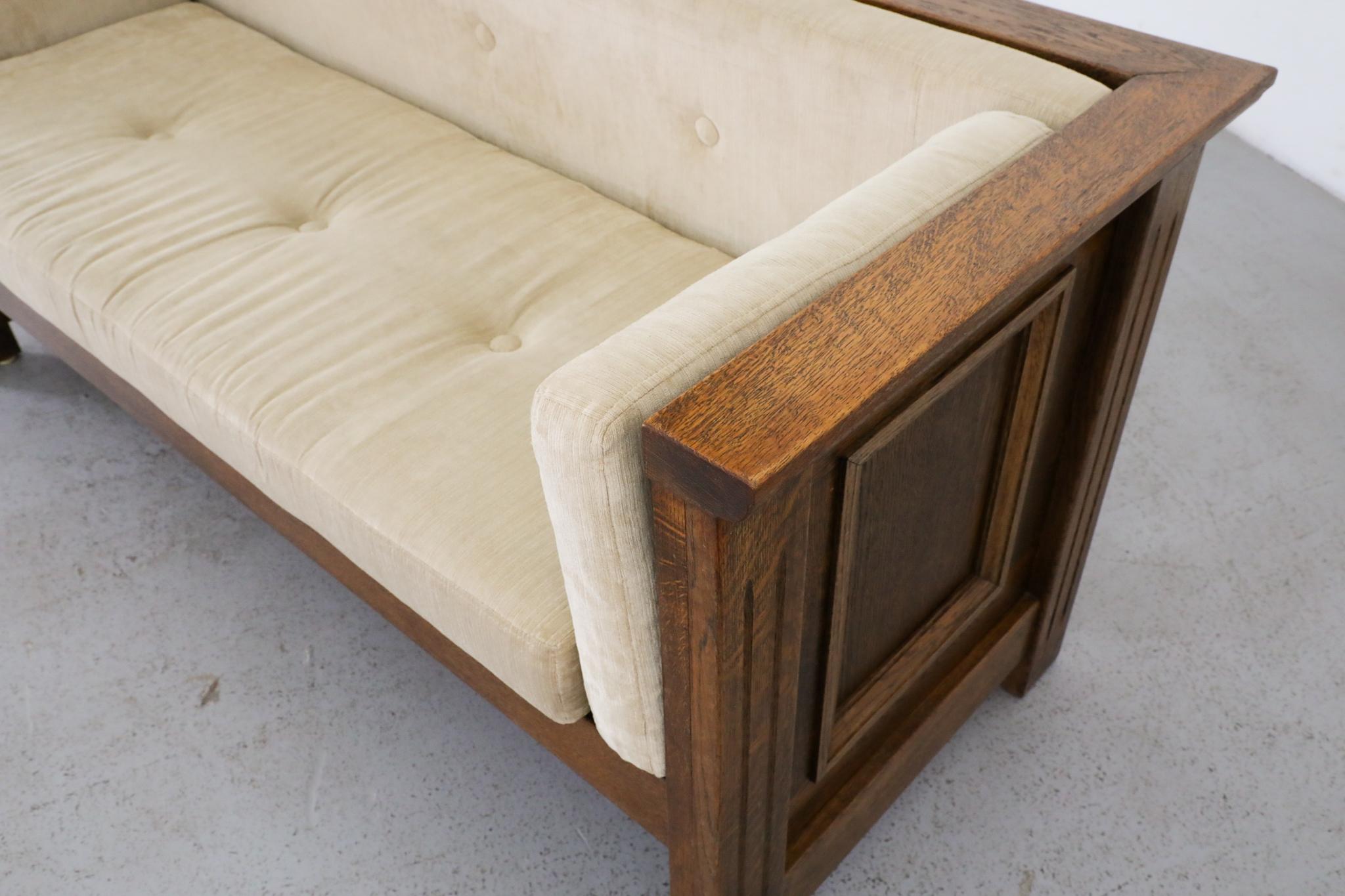 Divano compatto olandese Arts & Crafts in Oak, tappezzeria originale in vendita 6