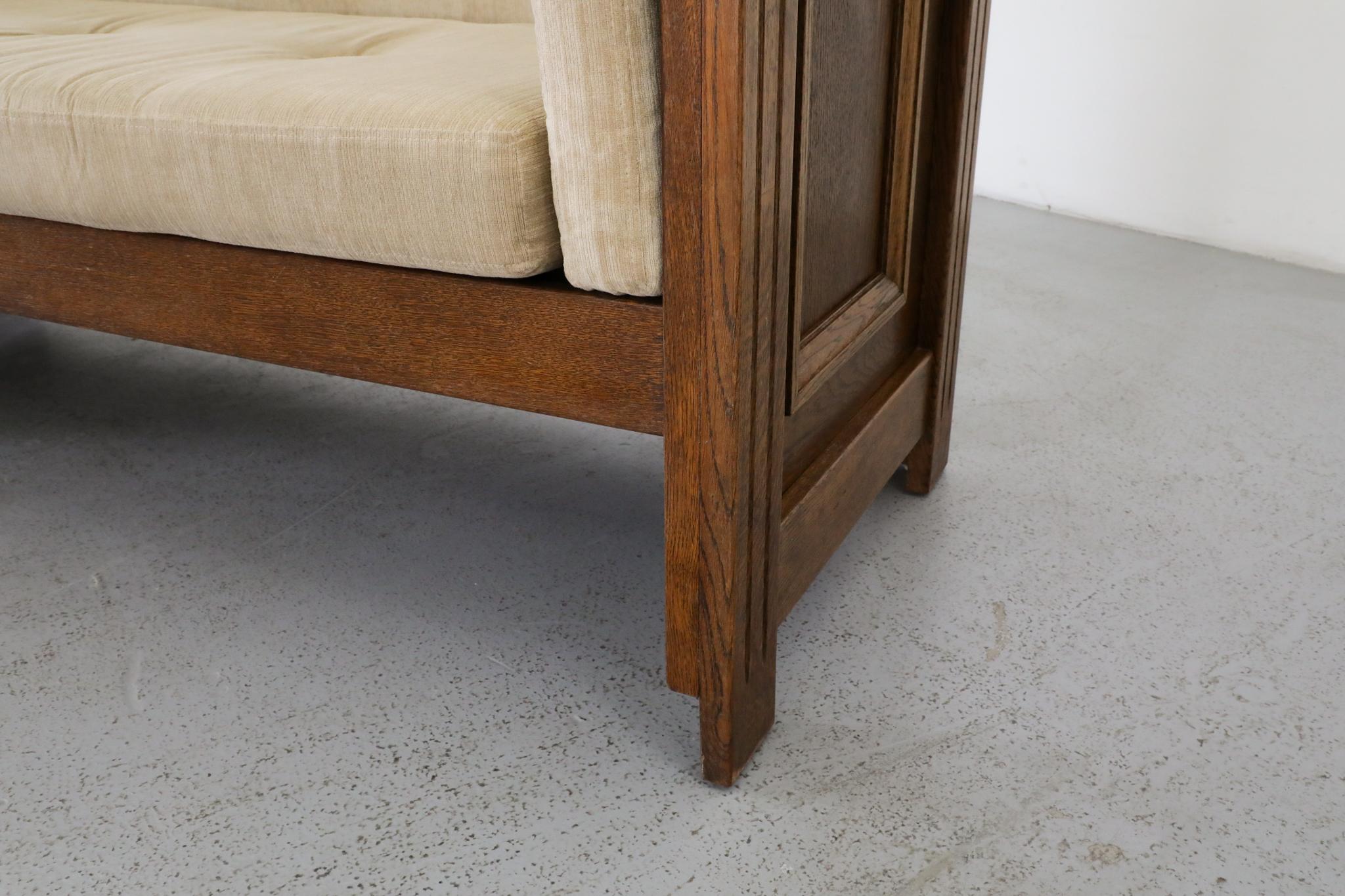 Divano compatto olandese Arts & Crafts in Oak, tappezzeria originale in vendita 7
