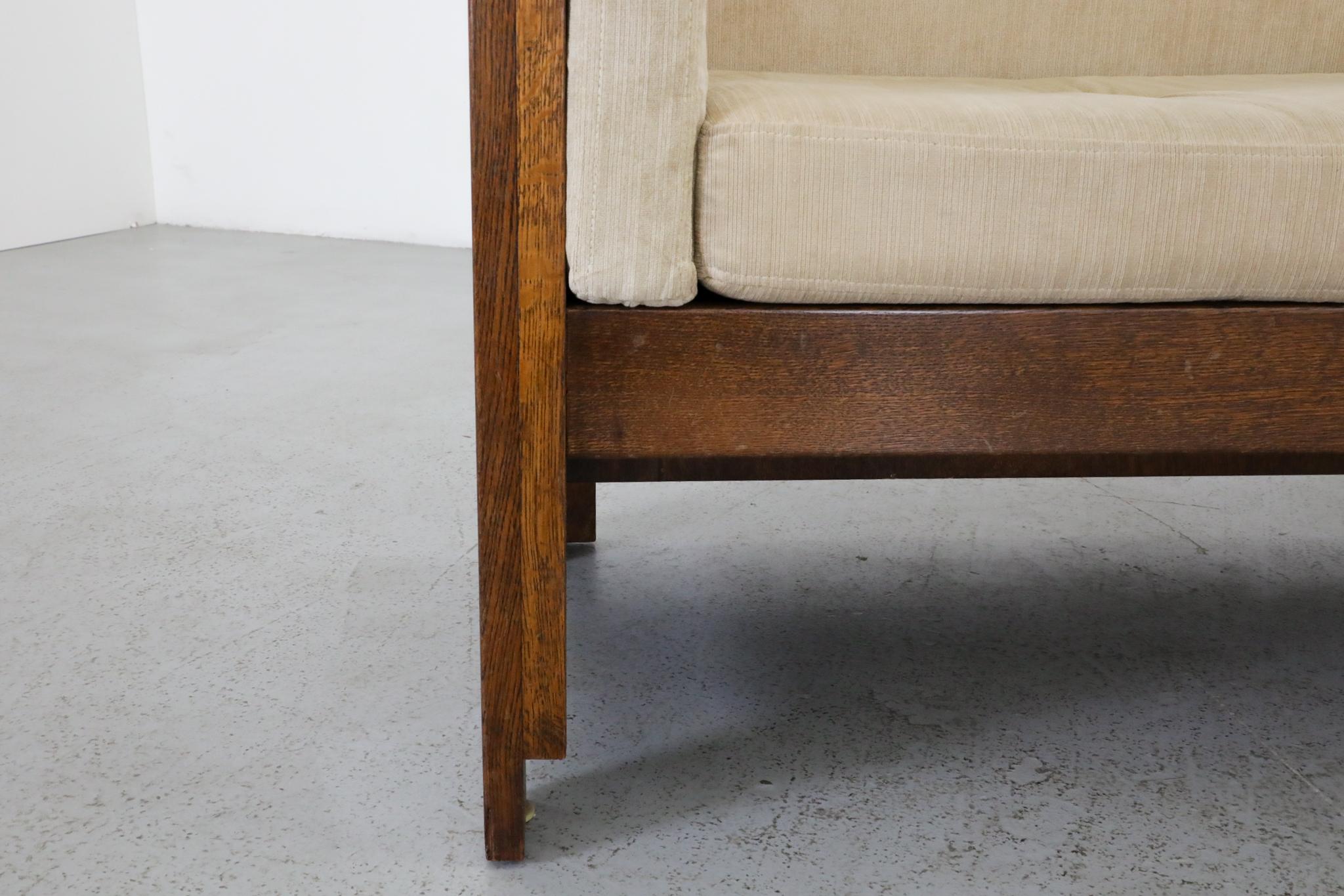 Divano compatto olandese Arts & Crafts in Oak, tappezzeria originale in vendita 8