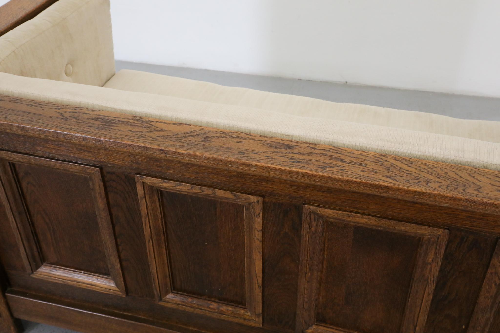 Divano compatto olandese Arts & Crafts in Oak, tappezzeria originale in vendita 9
