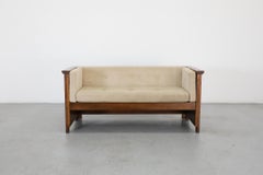 Compact Dutch Arts & Crafts Oak Sofa, Original Upholstery