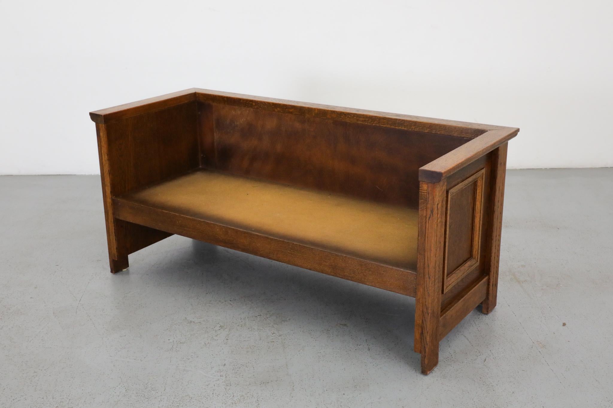 Divano compatto olandese Arts & Crafts in Oak, tappezzeria originale in vendita 13