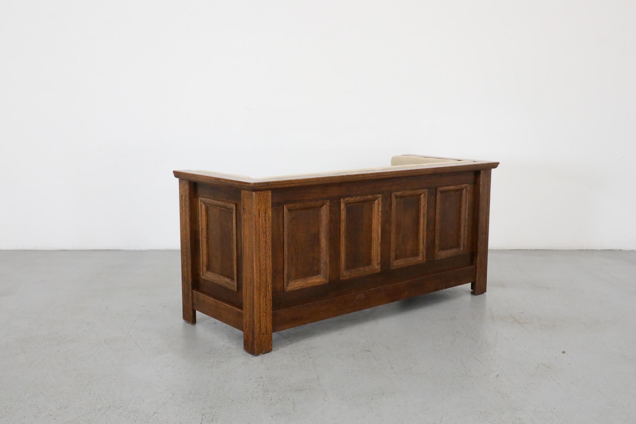 Divano compatto olandese Arts & Crafts in Oak, tappezzeria originale In condizioni buone in vendita a Los Angeles, CA
