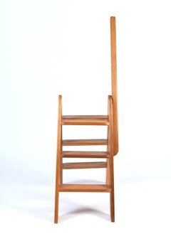 Compact Folding Mahogany Library Steps