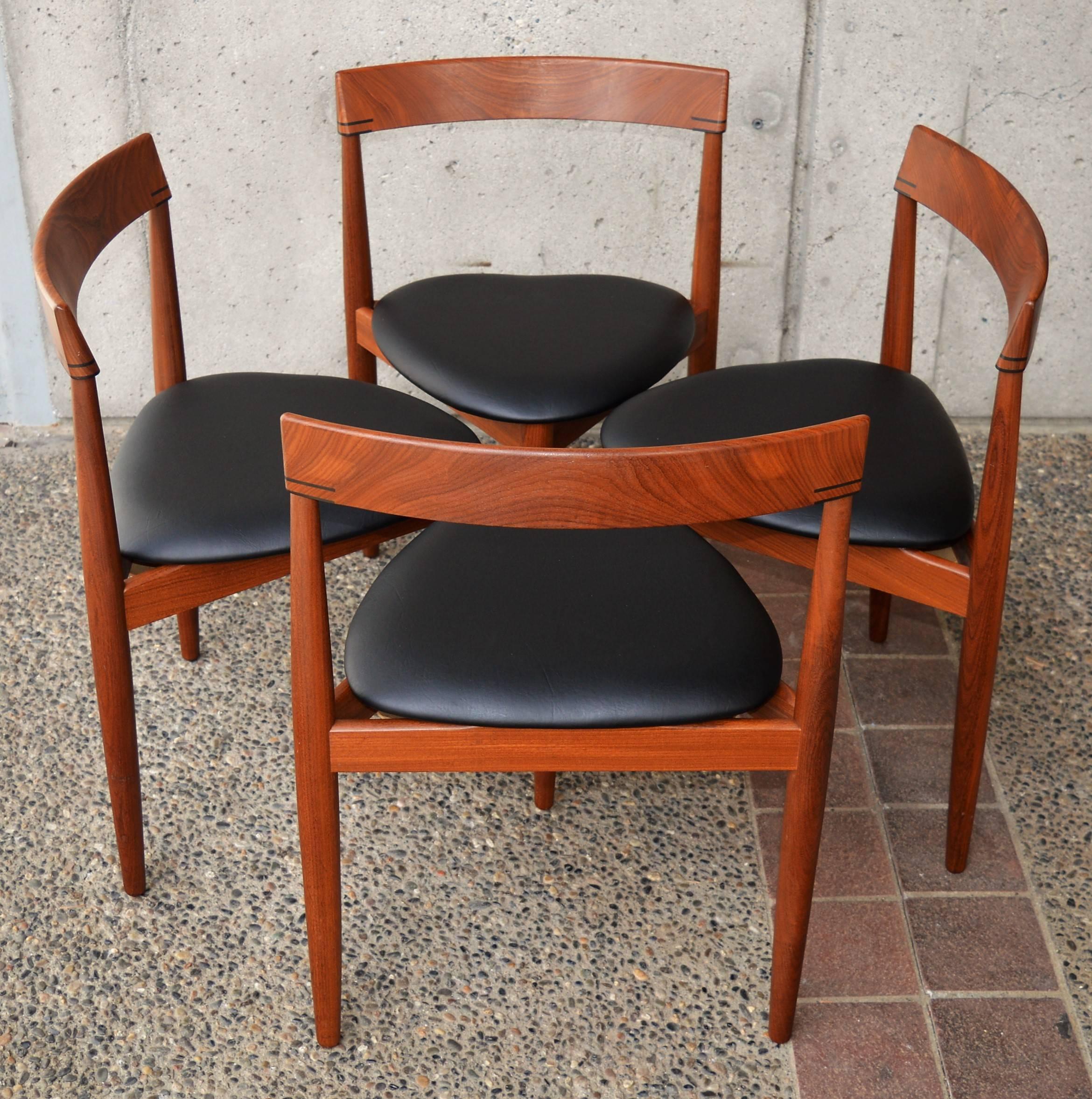 Upholstery Compact Hans Olsen Teak Dining Set with Four Dining Chairs for Frem Rojle