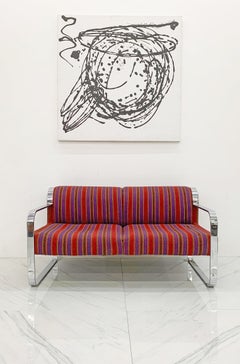 Flaches Bar-Sofa aus Chrom, Moderne der Mitte des Jahrhunderts