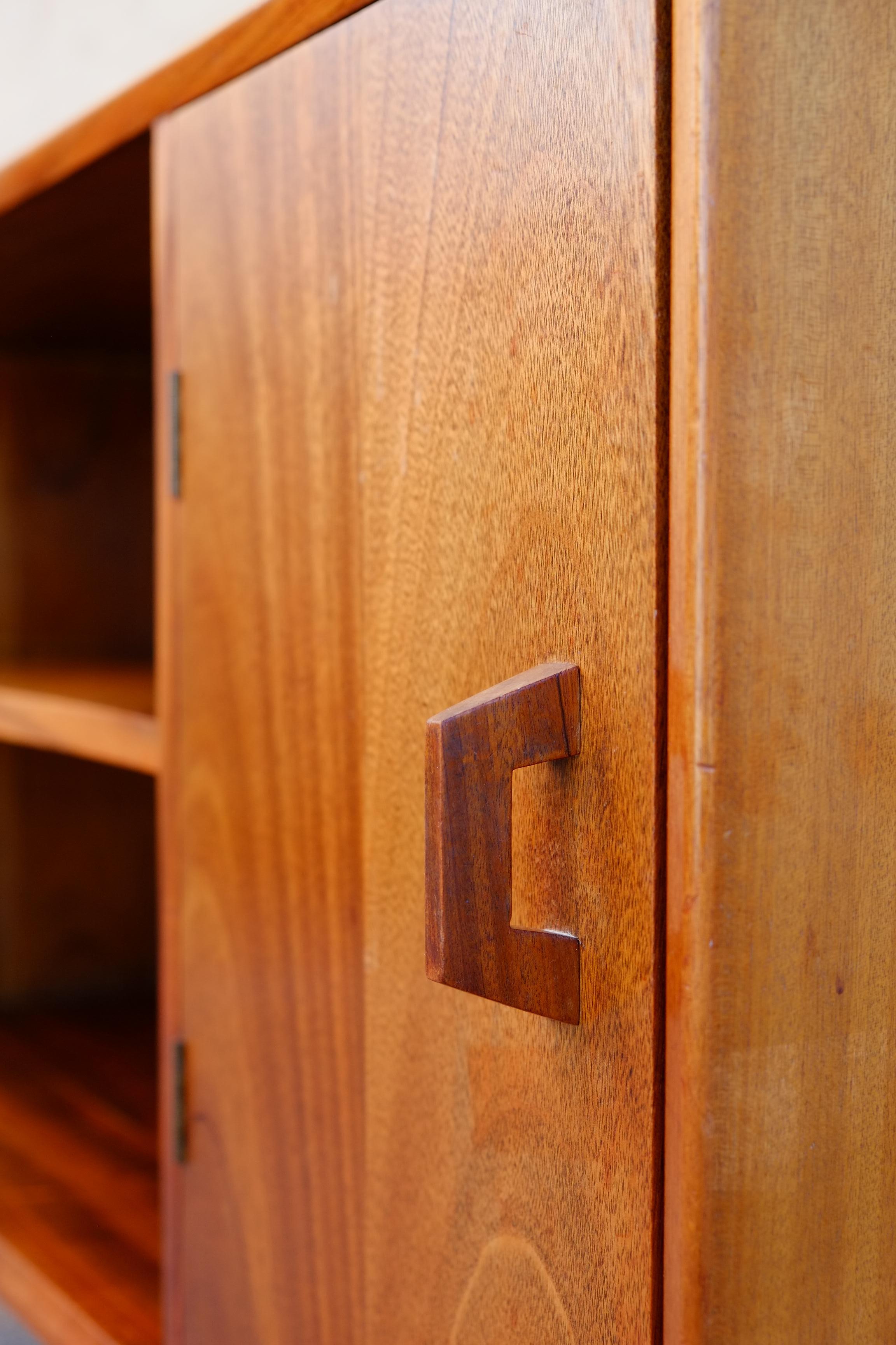 British Compact Mid-Century Teak Sideboard / 1960's Bookcase Cabinet For Sale