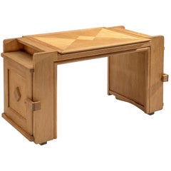 Compact Oak Desk Designed by Guillerme et Chambron, France, 1960s