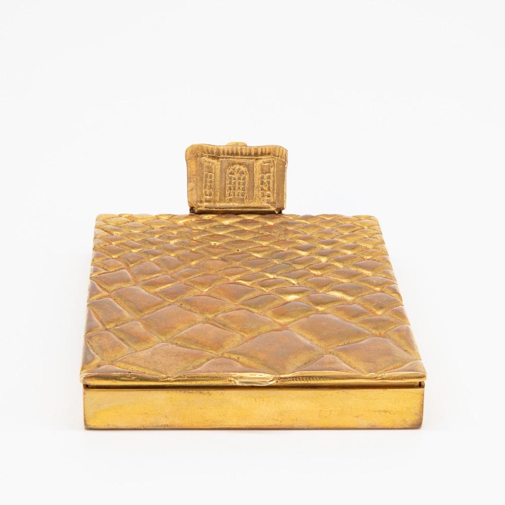 Compact or Box by Line Vautrin, France, Le Trianon, Gilded Bronze, Signed In Good Condition In Brussels, BE