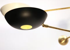 Compact Orbitale Brass Chandelier 3 Rotating Balanced Arms, Low Ceiling Featured