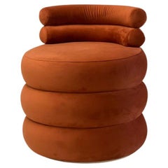 Compact sculptural Velvet Orange round Seat by Spinzi Milano