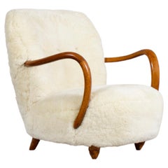 Compact Sheepskin Club Chair Attributed to Viggo Boesen, Denmark, 1930s