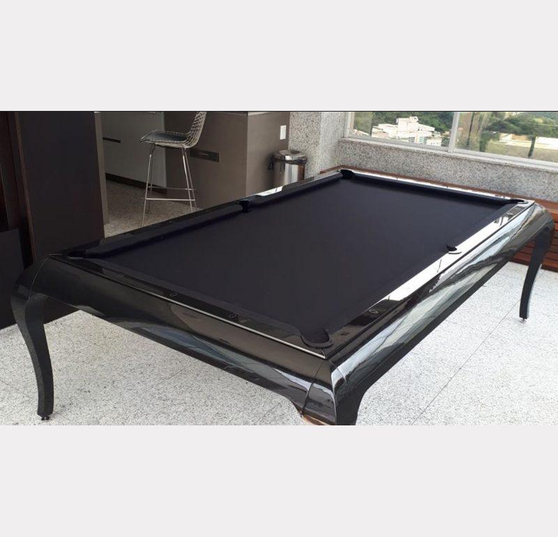 Compact Size POOL Table with Dining Top in Black Wood with the Grafite Felt For Sale 3