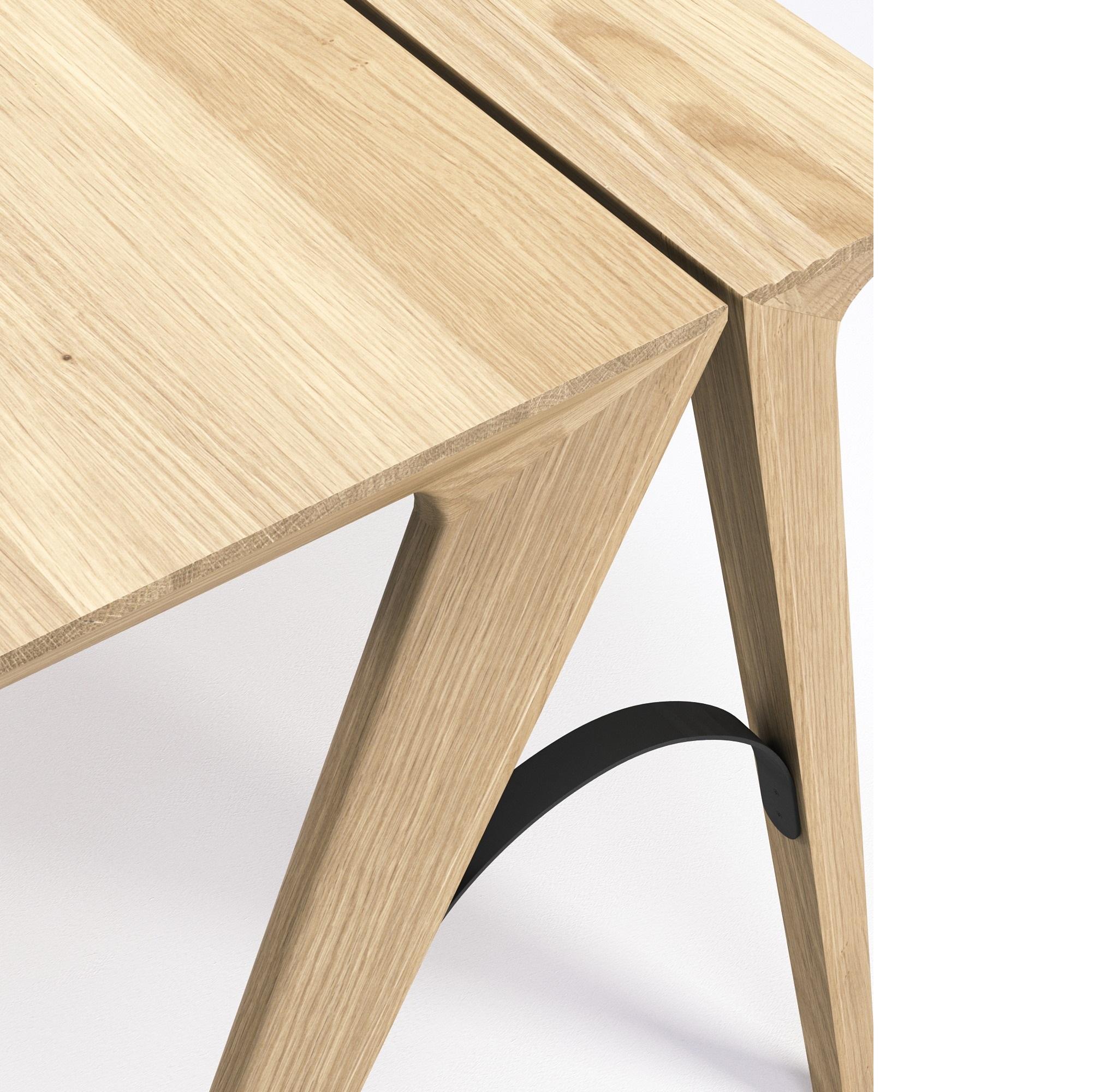 Portoghese Scrivania compatta e sottile realizzata a mano in Oak Oak naturale e con struttura ad arco in metallo in vendita