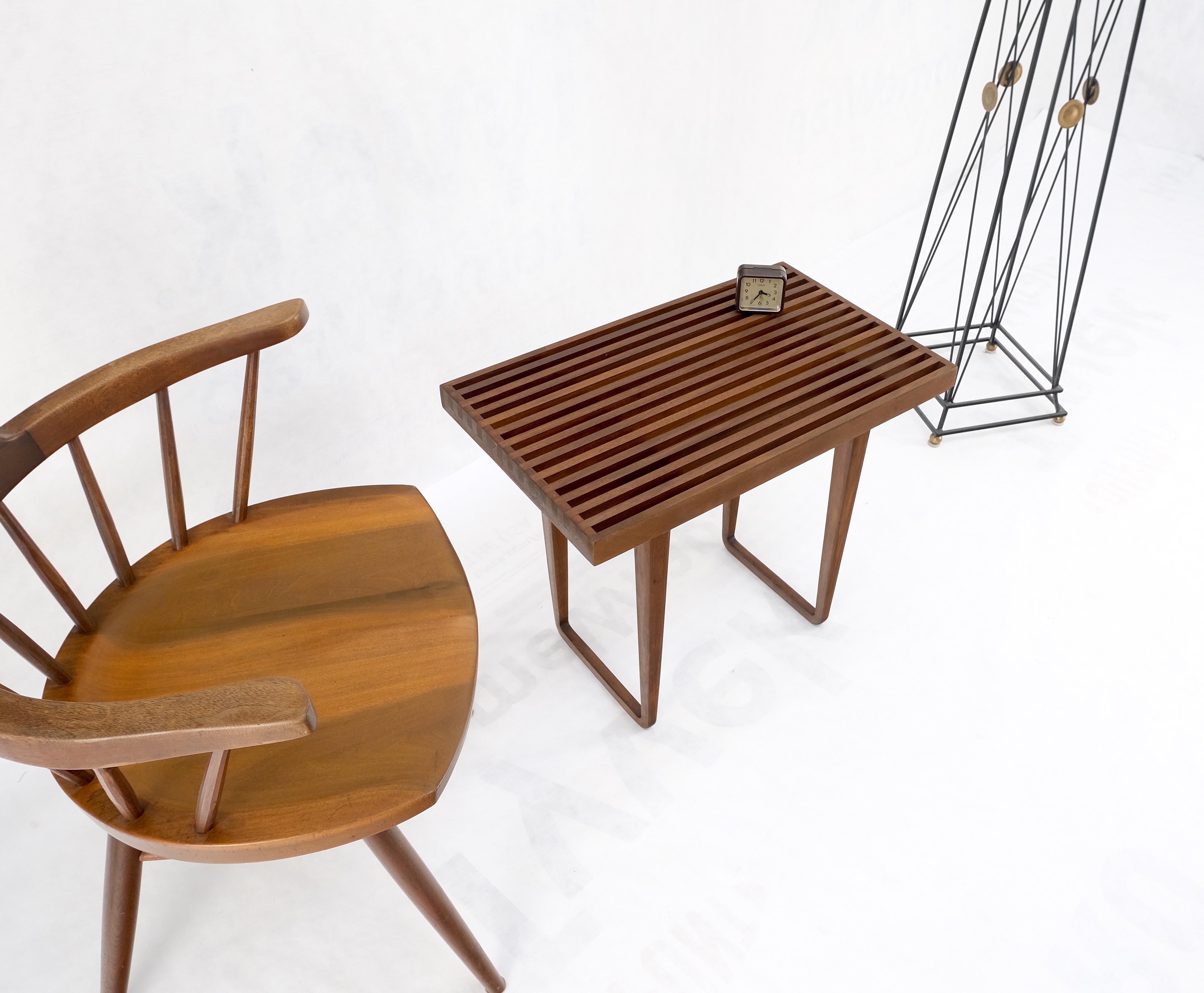 Compact Slotted Teak Wood Danish Mid-Century Modern Bench Seat Mint! 4