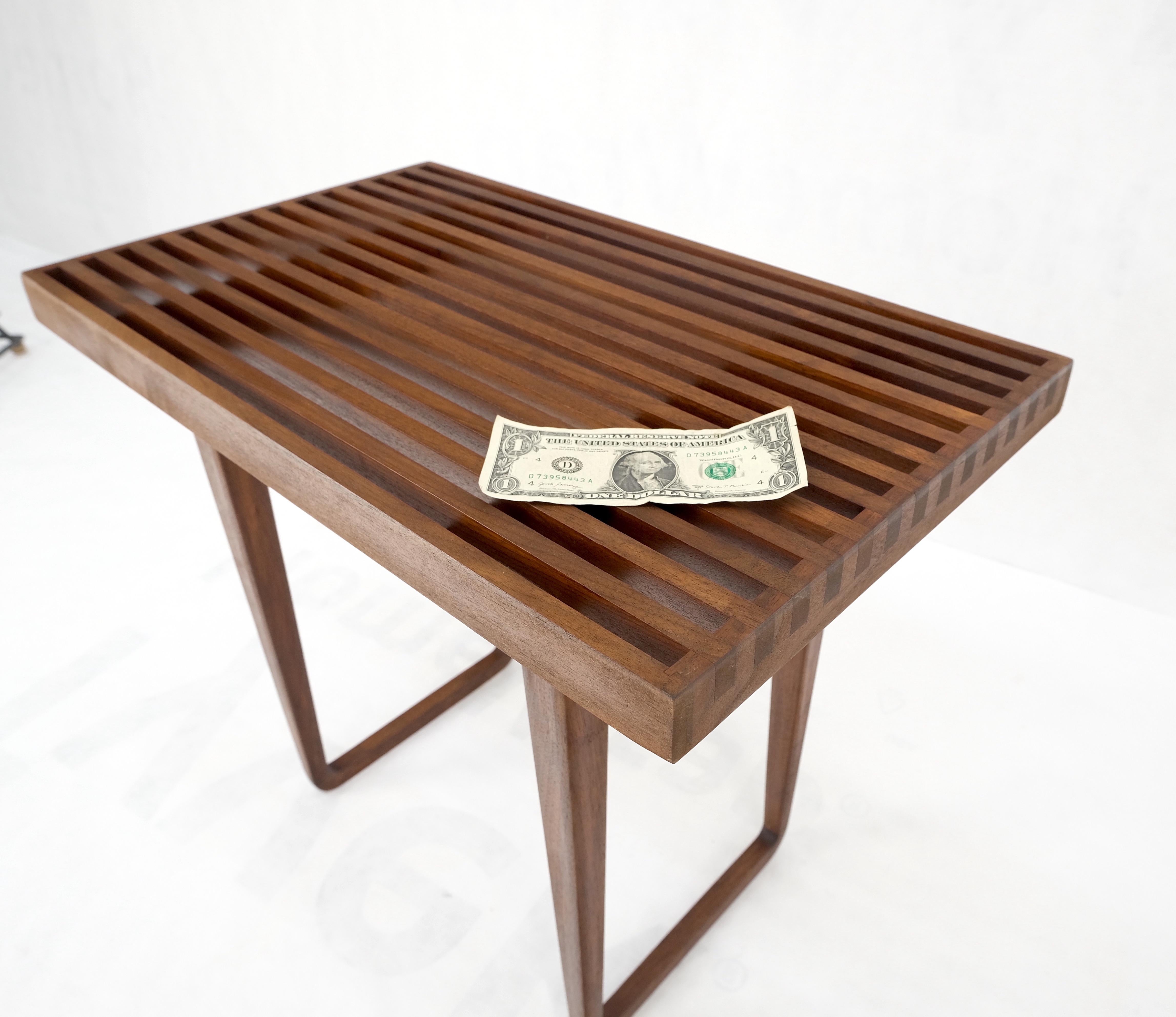 Compact Slotted Teak Wood Danish Mid-Century Modern Bench Seat Mint! 6
