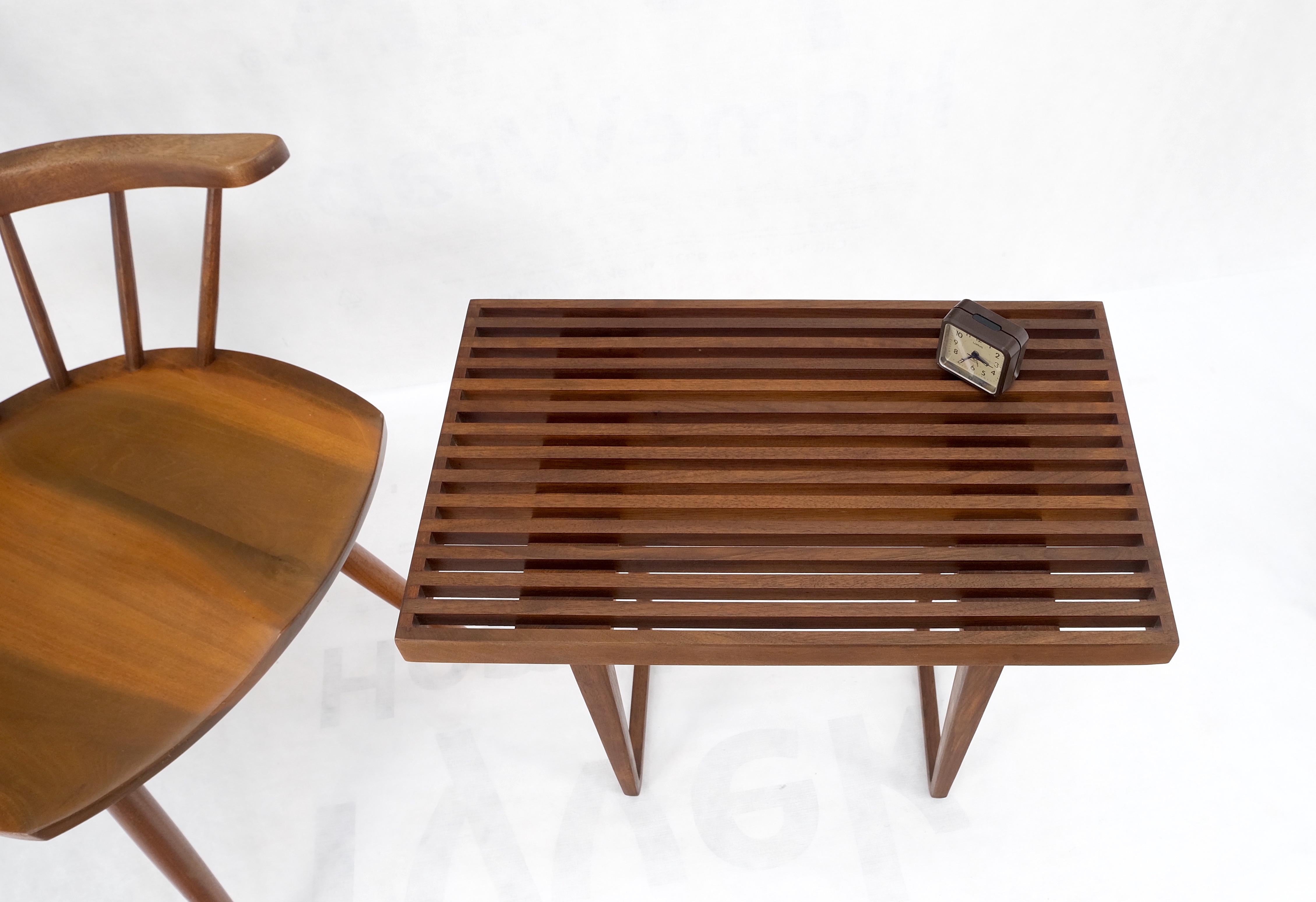 Oiled Compact Slotted Teak Wood Danish Mid-Century Modern Bench Seat Mint!
