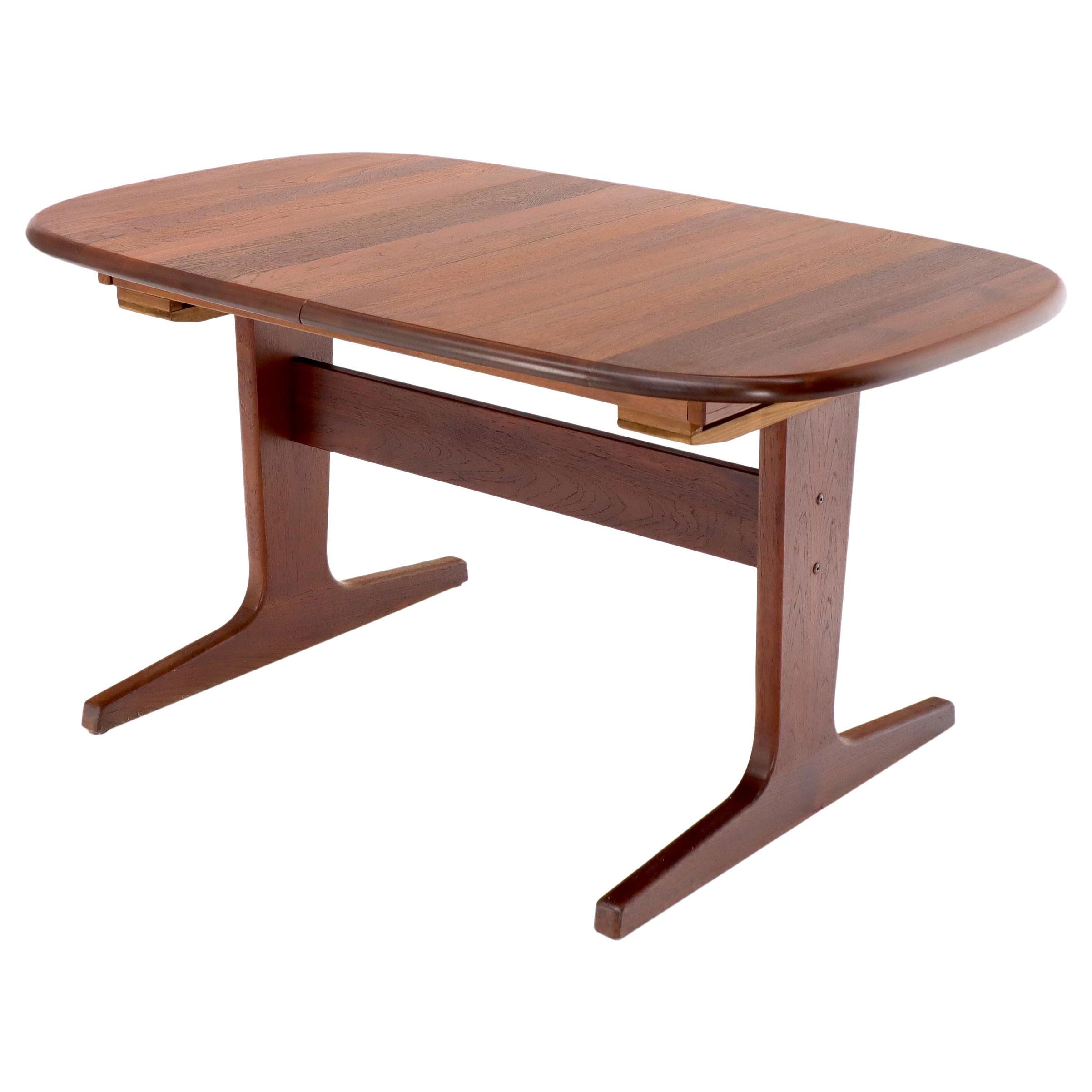 Compact Solid Teak Danish Mid-Century Modern Dining Table with Two Leaves
