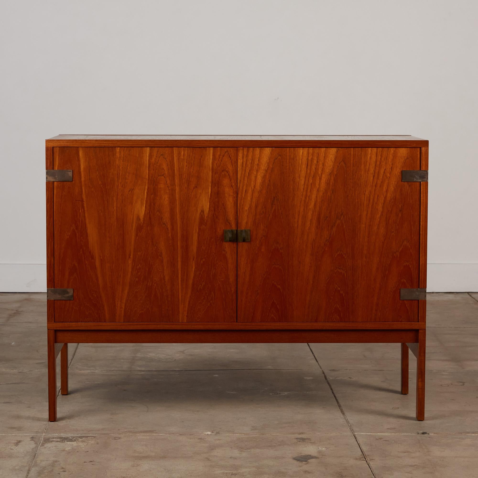 Mid-Century Modern Compact Teak and Brass Credenza by France & Søns