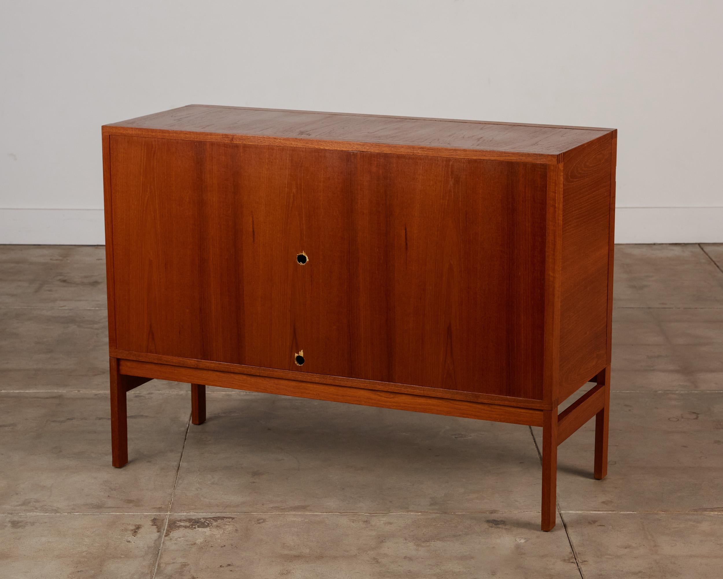 Compact Teak and Brass Credenza by France & Søns In Excellent Condition In Los Angeles, CA