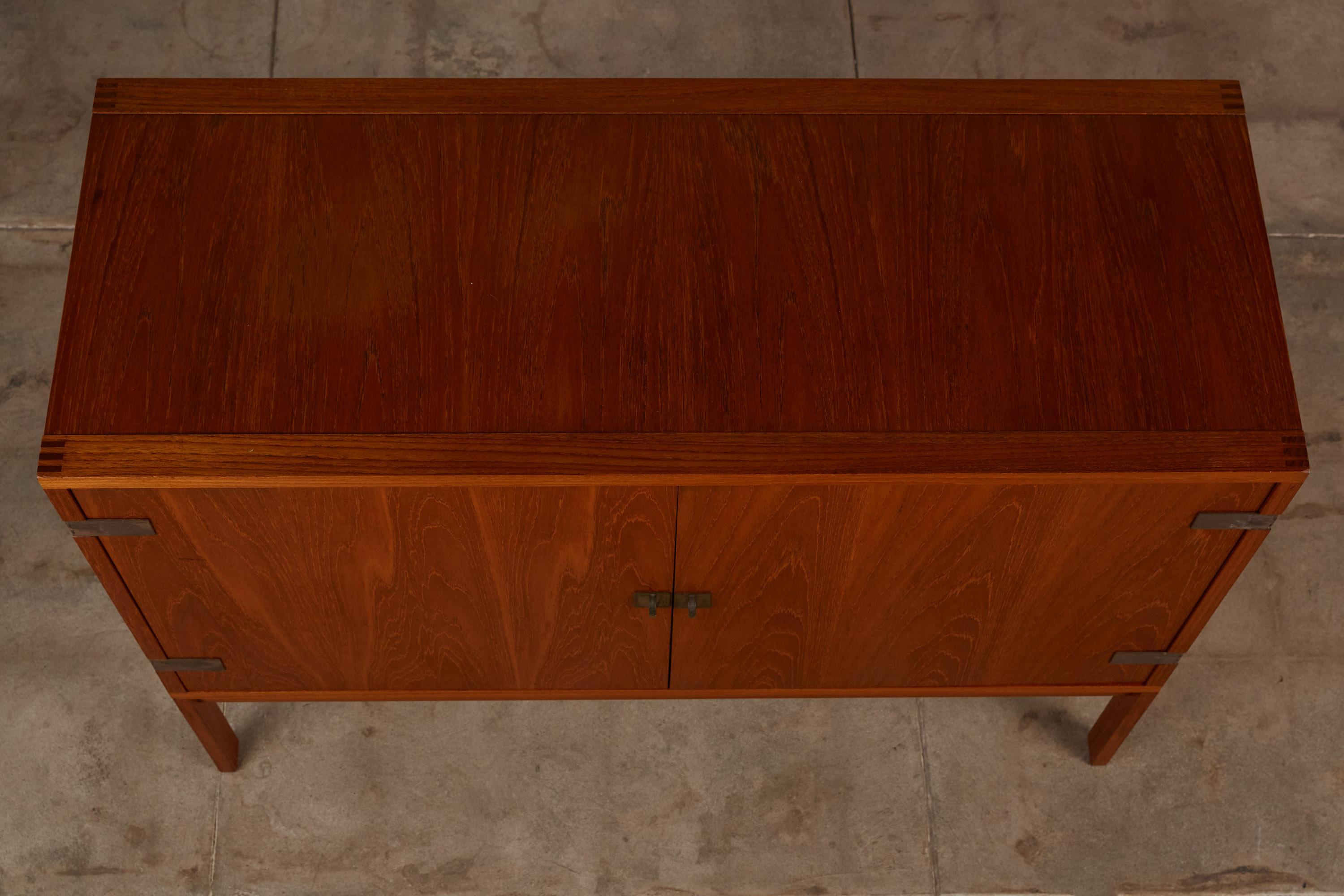 Mid-20th Century Compact Teak and Brass Credenza by France & Søns
